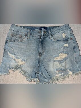 Denim Distressed Jean Shorts - Light Blue